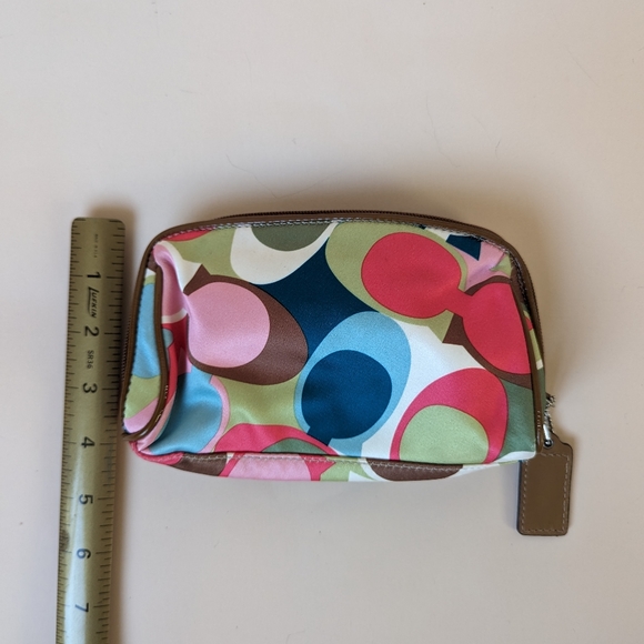 Coach Cosmetic Satin Pouch Multicolor Scarf Print - Picture 10 of 12